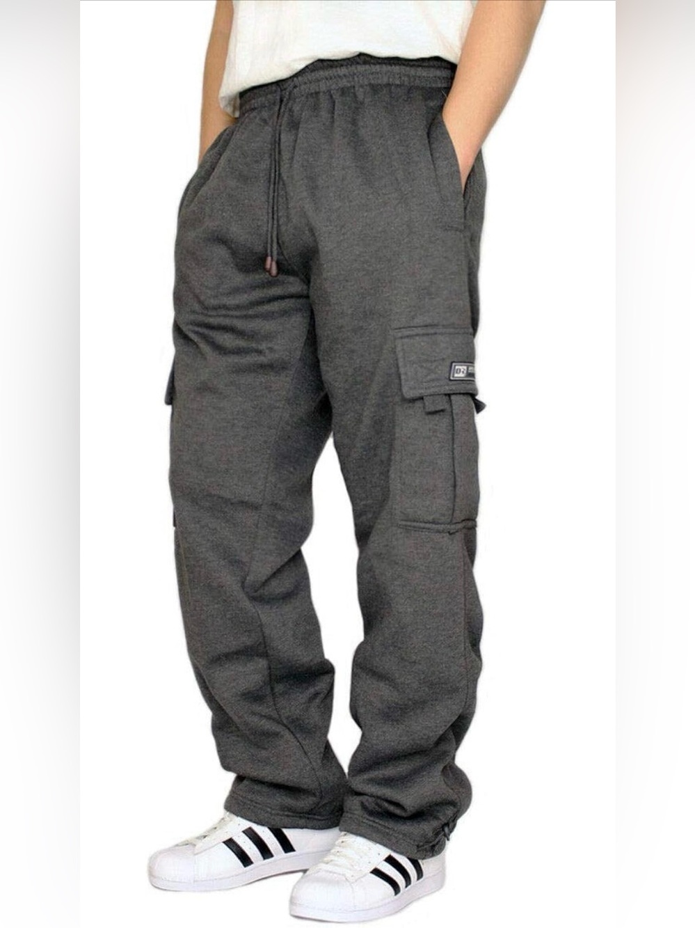 NWT Men’s Heavyweight Fleece Cargo Sweatpants Charcoal Gray Medium
